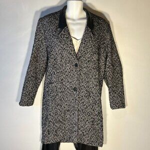Vintage - NYG SZ 7 Black Boucle Tweed Wool Coat Preppy Classic Capsule Wardrobe